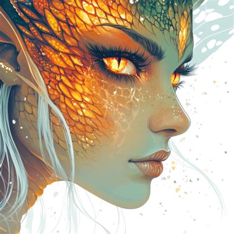 Fiery Dragon Woman Illustration, a Digital Painting of a Female with
