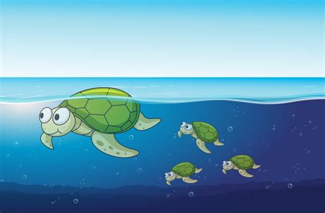 Sea turtles swimming in the ocean 376192 Vector Art at Vecteezy