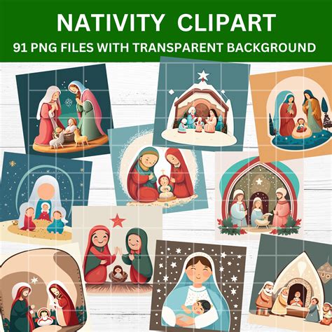 Nativity Scene Clipart Printable Nativity Nativity Clipart - Etsy