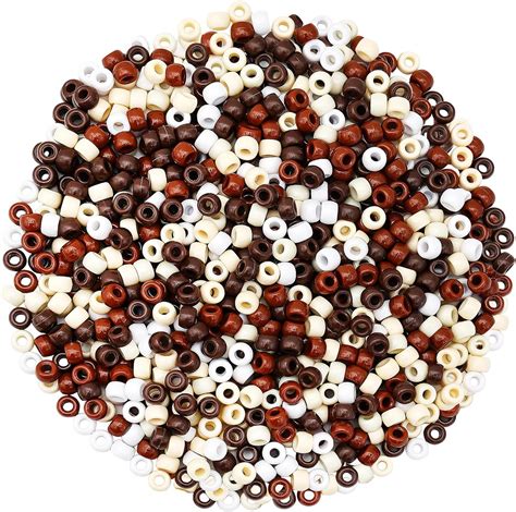 1000pcs Pony Beads Bulk 5 Styles Brown Pony Beads For