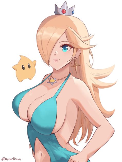 Hentai Nintendo 1girl Alluring Blonde Hair Blue Eyes Cleavage Crown