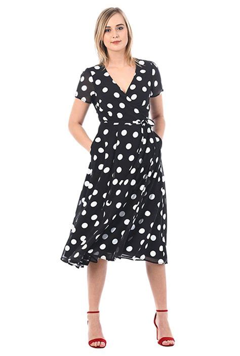 Shop Polka Dot Print Georgette Wrap Dress Eshakti