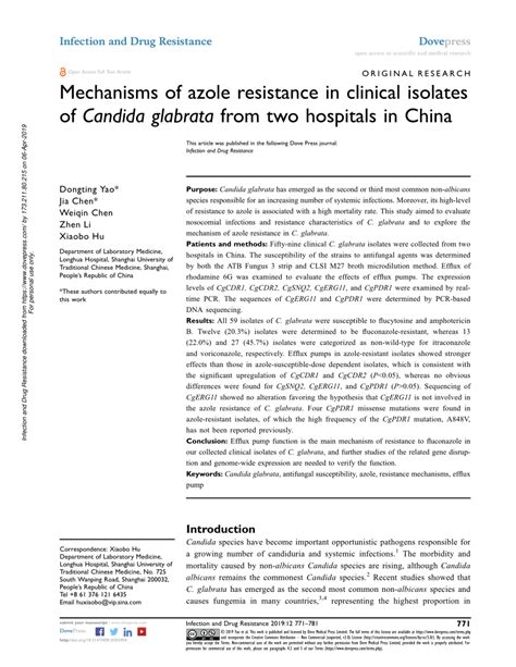 Pdf Mechanisms Of Azole Resistance In Clinical Isolates Of Candida