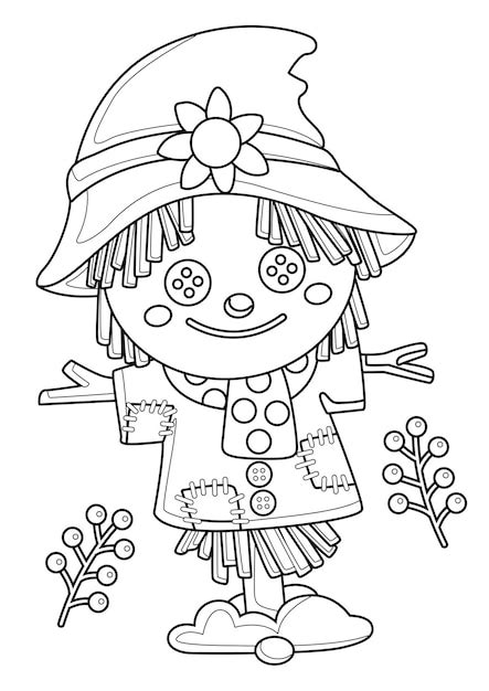 Coloriages D épouvantail De Printemps A4 Pour Enfants Et Adultes