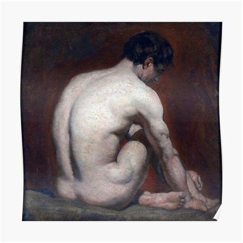 William Etty Male Nude Kneeling From The Back Poster For Sale By