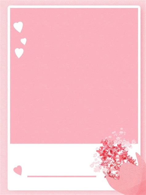 A Pink Card With Hearts And Flowers In The Corner On It S Left Side