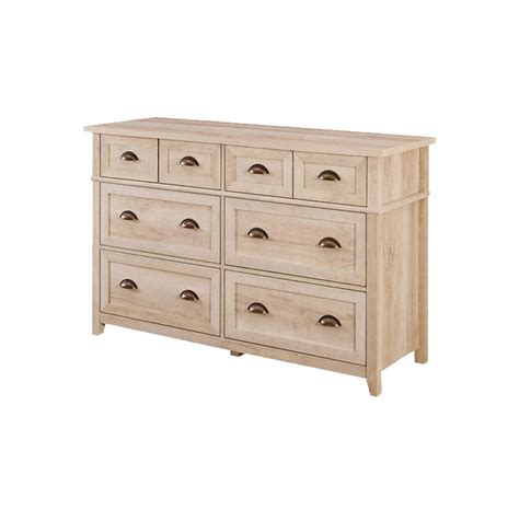 Welwick Designs 52 In W 6 Drawer White Oak Dresser With Faux Double