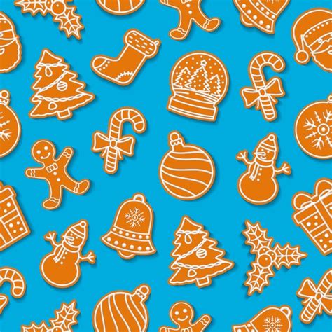 Premium Vector Christmas Gingerbread Cookies Seamless Pattern