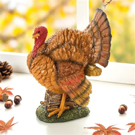 Glitzhome 9.5 in. H Thanksgiving Resin Turkey Table Decor 2006000089 ...