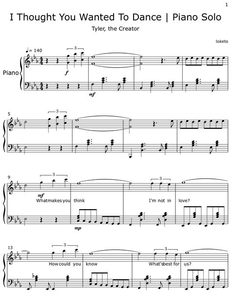 I Thought You Wanted To Dance Piano Solo Sheet Music For Piano