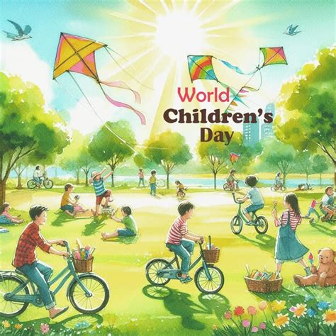 A poster for world childrens day in a park with childrens day | Premium ...