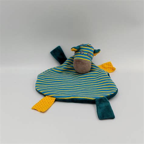 Doudou Plat Z Bre Bleu Jaune Orange