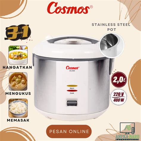 Jual READY COD Cosmos Stainless Steel Rice Cooker CRJ 9303