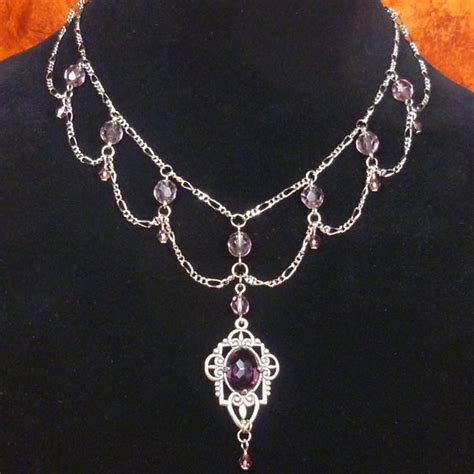 Steam Princess Necklace With Purple Amethyst Steampunk Jewelry