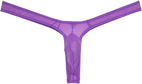 Buy JAXFSTK Men S Minimal Coverage Bulge Thong Underwear See Through Mesh Mini Bikini Tangas