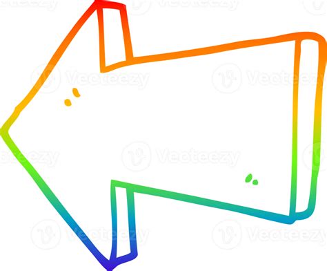 Rainbow Gradient Line Drawing Cartoon Pointing Arrow 44967496 Png