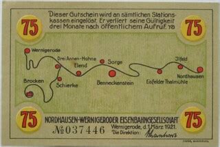 75 Pfennig Wernigerode Nordhausen Wernigeroder Eisenbahngesellschaft