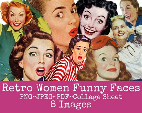 Retro Women Clipart Funny Faces Vintage Housewife Mid - Etsy Australia