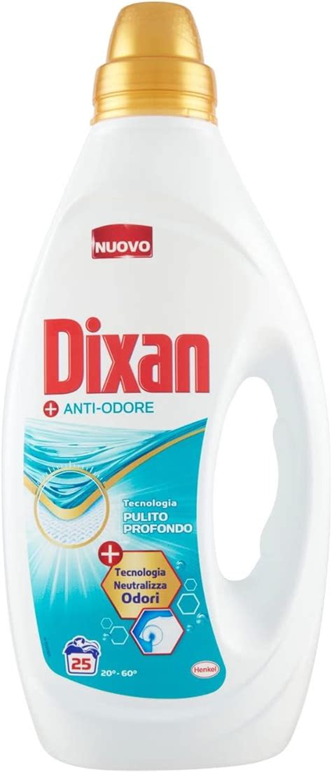 Dixan Anti Odore Detersivo Liquido Lavatrice Tecnologia Pulito