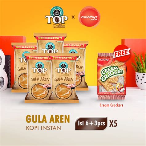 Jual TOP Kopi Instan Gula Aren 22g Pack X5 Free Cream Cracker Shopee