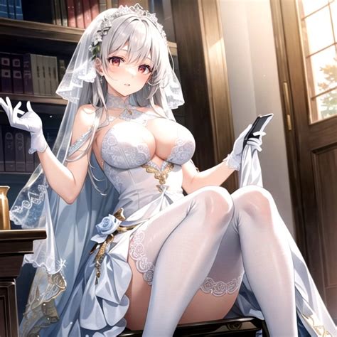 White Medical Long Glove Sitting Down Silver Hair Ai Porn