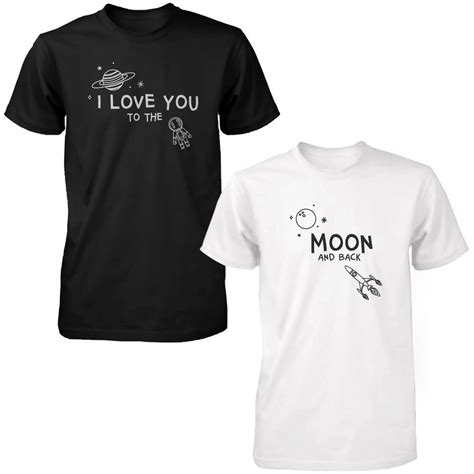 I Love You To The Moon And Back Cute Couple Shirts Black And White