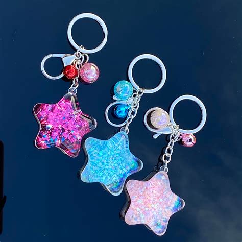 Keychains For Women Cute Keychain Liquid Keychain Water Etsy