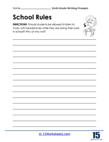 6th Grade Writing Prompt Worksheets