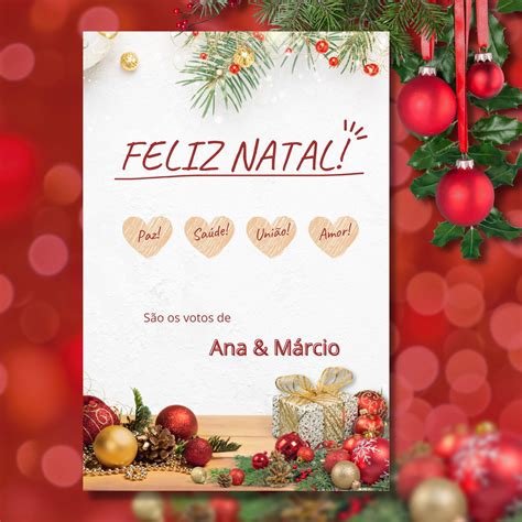 Cartão de Natal Digital Natal e Desejos Elo7 Produtos Especiais