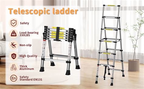 Telescoping Ladder Heavy Duty A Frame Aluminum Telescopic Ladder