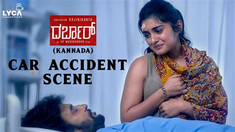 Darbar Movie Scene Kannada Car Accident Scene Rajinikanth