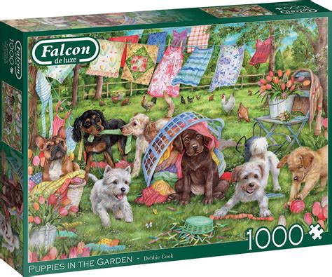 Falcon De Luxe Puppies In The Garden Stukjes Legpuzzel Voor