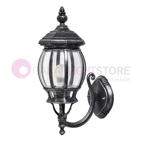 Enea Lampada Lanterna Applique Da Esterno Giardino B Nero Argento