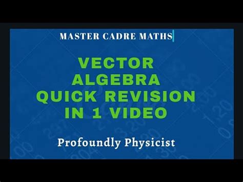 Vector Algebra I Master Cadre Maths YouTube