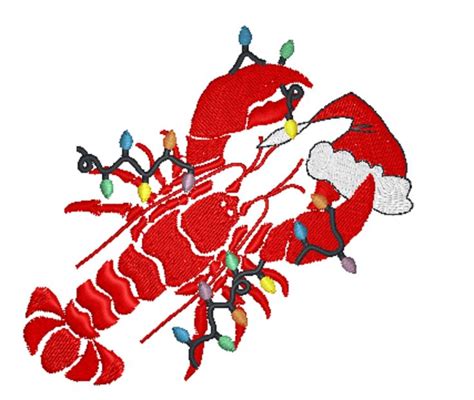 Christmas Crawfish Embroidery Machine Design Etsy Machine