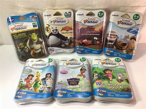 New Sealed Vtech Vmotion V Smile Game Cartridge Shrek Up Disney Princess Kung Fu Panda Dora