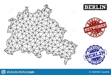 Polygonal Network Mesh Vector Map Of Berlin City And Network Grunge