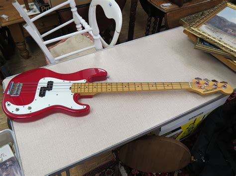 Two Electric Guitars Red And White Hohner Bass Guitar Pink Gould