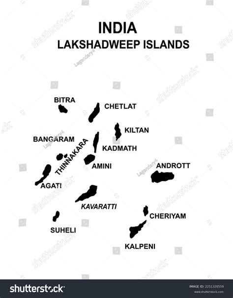 Lakshadweep Islands Map Island India Arabian Stock Vector Royalty Free