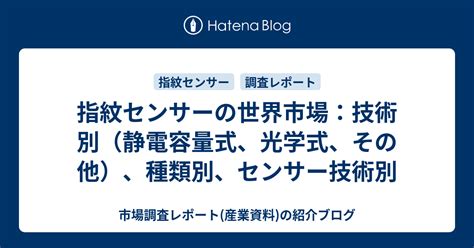 指紋センサーの世界市場：技術別（静電容量式、光学式、その他）、種類別、センサー技術別 市場調査レポート 産業資料 の紹介ブログ