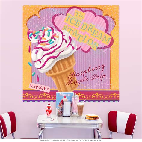 Raspberry Dip Ice Dream Cone Wall Decal Retro Planet