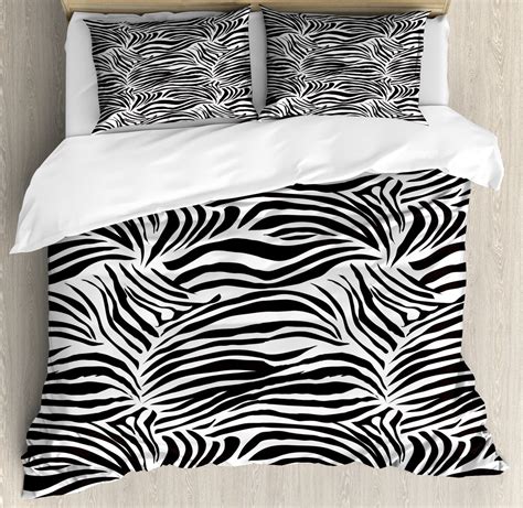 Zebra Print Duvet Cover Set King Size Striped Zebra Animal Print