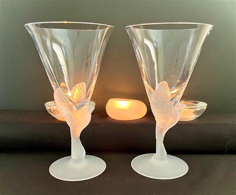 Vintage Sasaki Wings Wine Glasses Excellent Condition Perfect Etsy