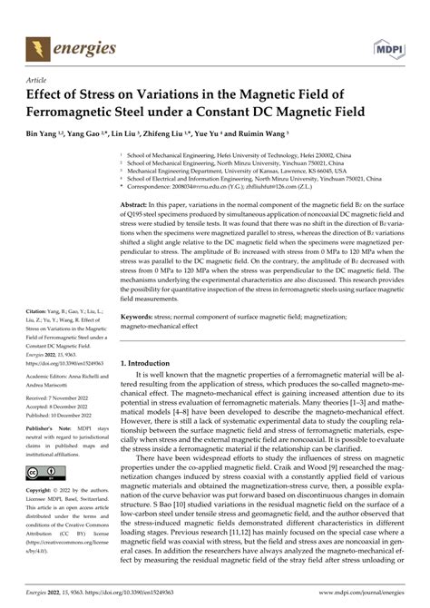 Pdf Effect Of Stress On Variations In The Magnetic Field Of