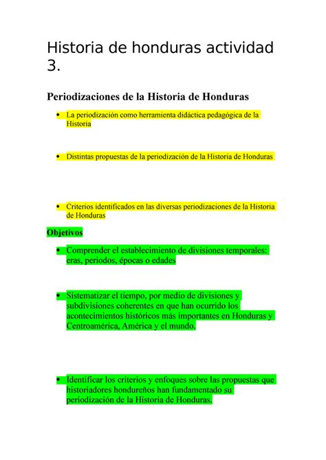 Periodos De Honduras