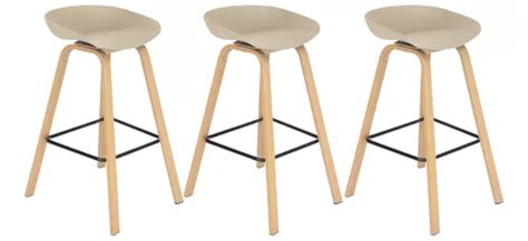 Kit 3 Banquetas Altas Bancada Cozinha Cassia Bd 76 Cm Cor Nude MercadoLivre