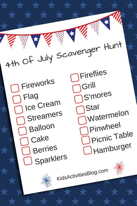 Fourth of July Printable Scavenger Hunt