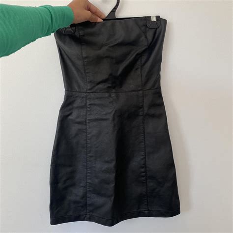 Glassons Strapless Leather Bodycon Dress Depop