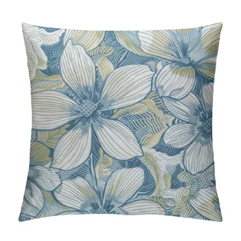 Ulloord Blue Poppy Fields Throw Pillow Covers Home Decor Sofa Rustic