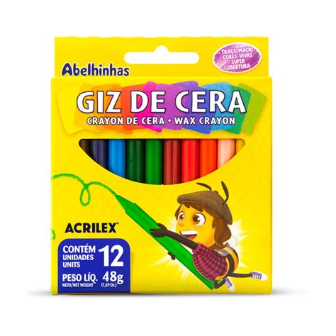 Giz De Cera 12 Cores 48G Acrilex Papelaria Giga